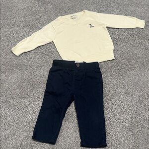 Beetle&thread‎ baby boy matching set v neck sweater and navy pants 9-12 months